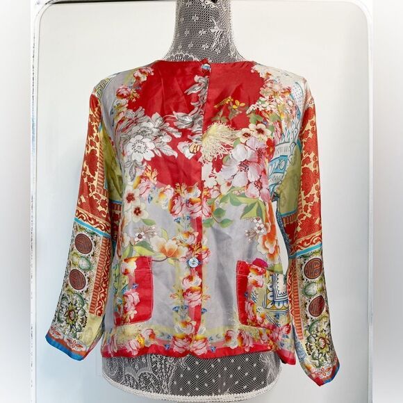 Johnny was silk twill print jacket - Picture 1 of 8